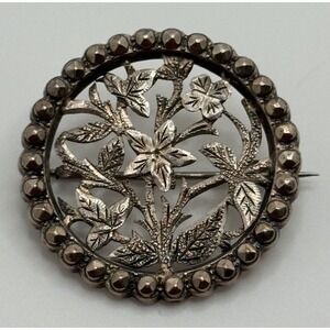 Antique Victorian Silver Flower Cut Out Brooch Pin